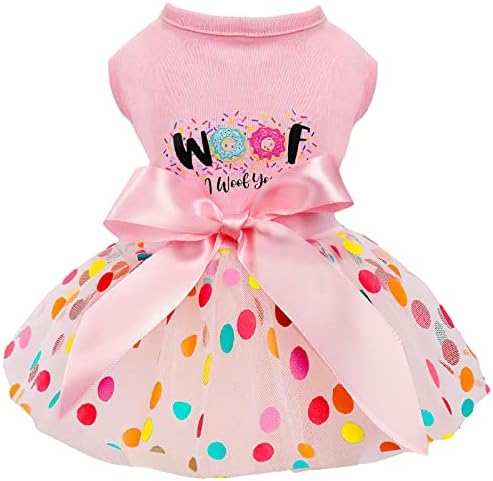 Dog Birthday Dress Dog Clothes for Small Dogs Girl Dog Tulle Dresses Holiday Theme Puppy Princess Tutu Pet Party Costumes Cat Apparel Doggie Cat Outfits Summer Chihuahua Yorkie Teacup Clothes, Small