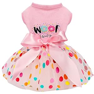 Dog Birthday Dress Dog Clothes for Small Dogs Girl Dog Tulle Dresses Holiday Theme Puppy Princess Tutu Pet Party Costumes Cat Apparel Doggie Cat Outfits Summer Chihuahua Yorkie Teacup Clothes, Large