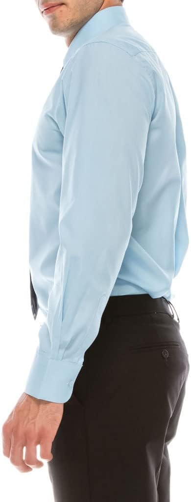 Mens Regular fit Solid Dress Shirts w/Convertible Cuffs - Image 3