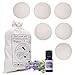 New Juego completo de bolas de secado antiarrugas, aceite esencial ecológico perfumado, suavizante natural, removedor de pelusa de perfume para ropa (6 bolas XL +1 lavanda 10 ml)