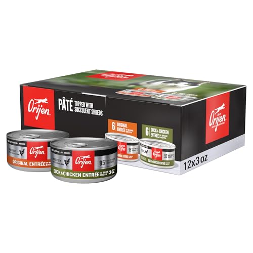 ORIJEN Premium Pate Wet Cat Food Variety Pack: Original + Duck & Chicken Recipes 3oz Cans (12 Count 6 of Each)