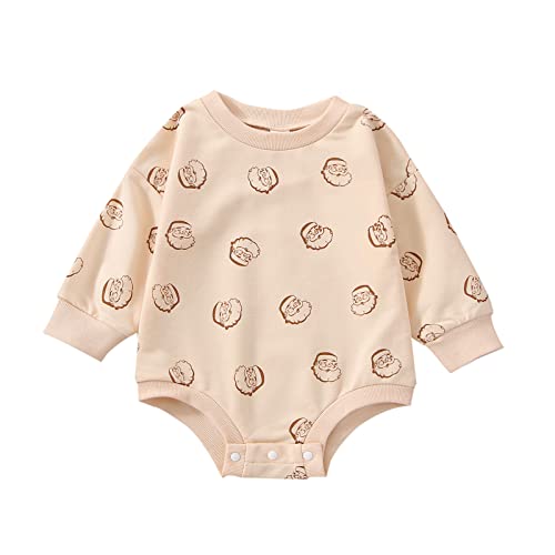 Image of Wytyjxccyy Newborn Baby Boy Girl 1st Halloween Outfit Crewneck Overisized Sweatshirt Romper Bodysuit Fall Winter Clothes