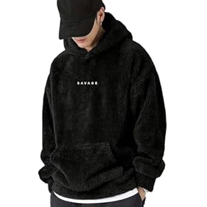 BE SAVAGE Savage Printed Sherpa Woolen Drop Shoulder Oversized Baggy || Hooded Neck Hoodie for Men’s