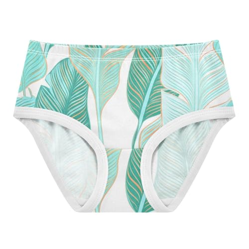 Artistic Toddler Girls Underwear 2t Cotton Little Girl Panties Tropical Banana Leaves Turquoise Briefs Undies Kids