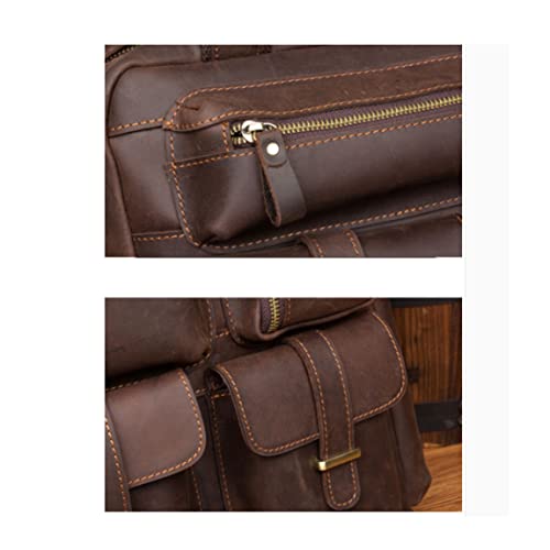 Mens Backpacks Briefcases Leather Laptop Backpacks Casual Daypack Luggage Travel Gear (Color : Brown)4
