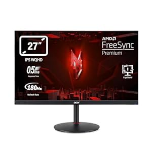 Acer Nitro XV271UM3 Gaming Monitor 27 Zoll (69 cm Bildschirm) WQHD, 180Hz DP, 144Hz HDMI, 0,5ms (GTG min.), 2xHDMI 2.0, DP 1.2, höhenverstellbar, drehbar, DP/HDMI FreeSync Premium