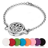 Aromatherapy Essential Oil Diffuser Bracelet Jewelry Birthday Gifts for Women Stainless Steel Adjustable Diffuser Locket Bracelets for Women with 8 Colors Pads Perfect for Jewelry Gift Set for Women