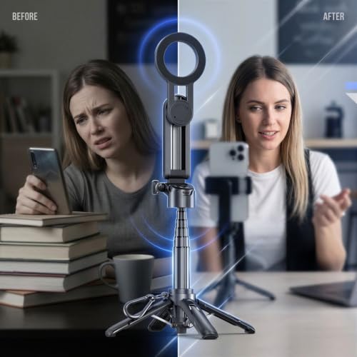 Trípode teléfono con base cuadrúpeda de zinc y extensión estable de 18.7'' 4