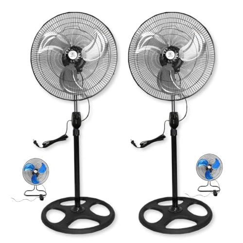 Opiniones de Ventilador Metalico más recomendados. 41 CM TOP Set de 2 Ventiladores Adaptables 3 en 1: Para Pedestal, Piso o Montaje en Pared, con Aspas Metálicas, Altura Ajustable, 3 Velocidades, Potentes y Silenciosos para Casa u...
