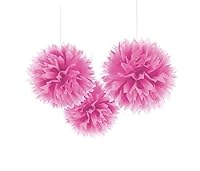 Amscan Fluffy Tissue Decorations, Bright Pink
