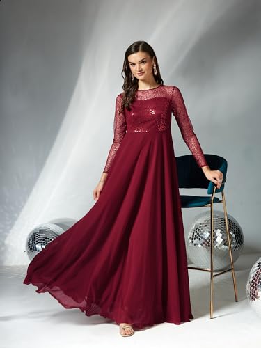 Image of Miss Chase Women's Long Sleeve Sequin Maxi Dress