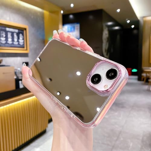 Coque antichoc iPhone 12 miroir de maquillage rose pour éviter les rayures de caméra