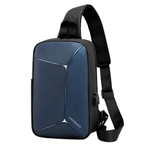 Preisvergleich Produktbild Calvinbi Tasche Leder Herren Sling Bag Schulter Rucksack Schultertasche Brusttasche Wasserresistent Tragetasche Umhängetasche Messengertasche für Wandern Arbeiten Schule Geschäft Radfahren Reise