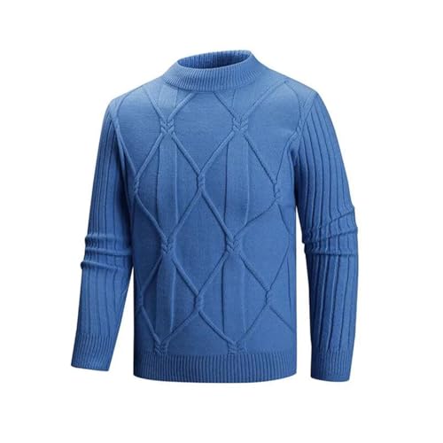 Men Slim Fit Knitted Sweater Stand Neck Solid Color Warm Knit Pullovers2
