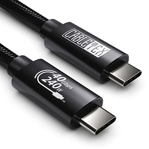Câble écran USB4 Thunderbolt 3 & 4 USB-C | 40 Gbit/s | 8 K | 240 W Power Delivery | 48 V/5 A | Câble de charge rapide USB 4 Compatible avec MacBook Pro M1, écran, station d'accueil, SSD, eGPU Cover