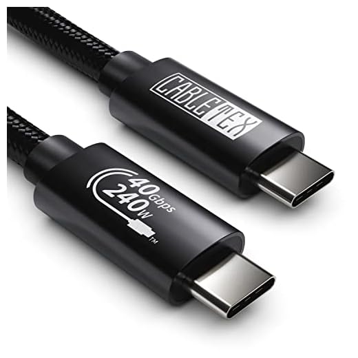 Câble écran USB4 Thunderbolt 3 & 4 USB-C | 40 Gbit/s | 8 K | 240 W Power Delivery | 48 V/5 A | Câble de charge rapide USB 4 Compatible avec MacBook Pro M1, écran, station d'accueil, SSD, eGPU