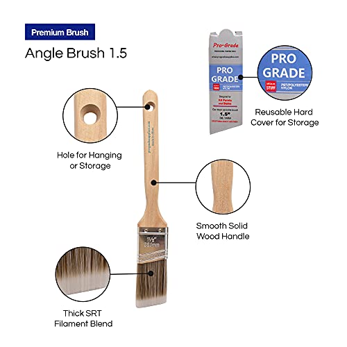 Pro Grade - Paint Brushes - 12Ea 1.5\" Angle Brushes