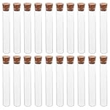 ELAYARD 40 Kleiner Glasröhrchen mit Korken Transparente Reagenzgläser mit Flachem Boden Luftdichte Glasfläschchen für Pflanzenanzucht Make Up und Wissenschaftliche Experimente