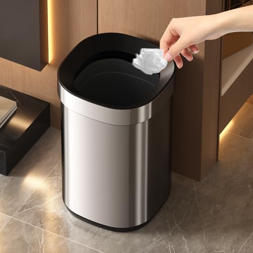 Caneca de basura cuadrada acero inoxidable 15L sin tapa