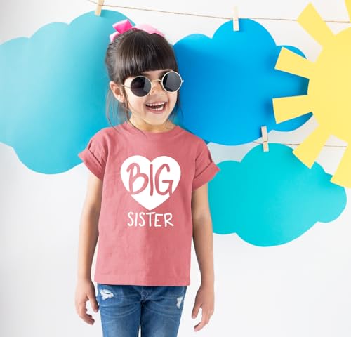 Image of Big Sister Shirt Heart Big Sister Announcement Shirt Toddler Girl Promoted Outfit Baby Girls tee