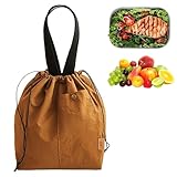 Kühltasche 5L Faltbare Lunchbox Tasche Lunch Tasche Isolierte Lunchtasche Niedlich Tragetasche mit Kordelzug Klein Bento Boxen Leichte Lunchpaket für Büro Picknick Schule Unterwegs Camping (Karamell)