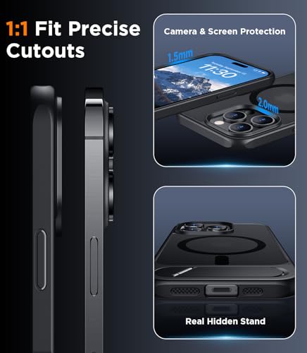 Image of Magnetic Compatible with iPhone 14 Pro Case, [Built-in Invisible Kickstand][Compatible with MagSafe] [Military Grade Shockproof] Slim Translucent Matte Phone Case for iPhone 14 Pro 6.1 inch