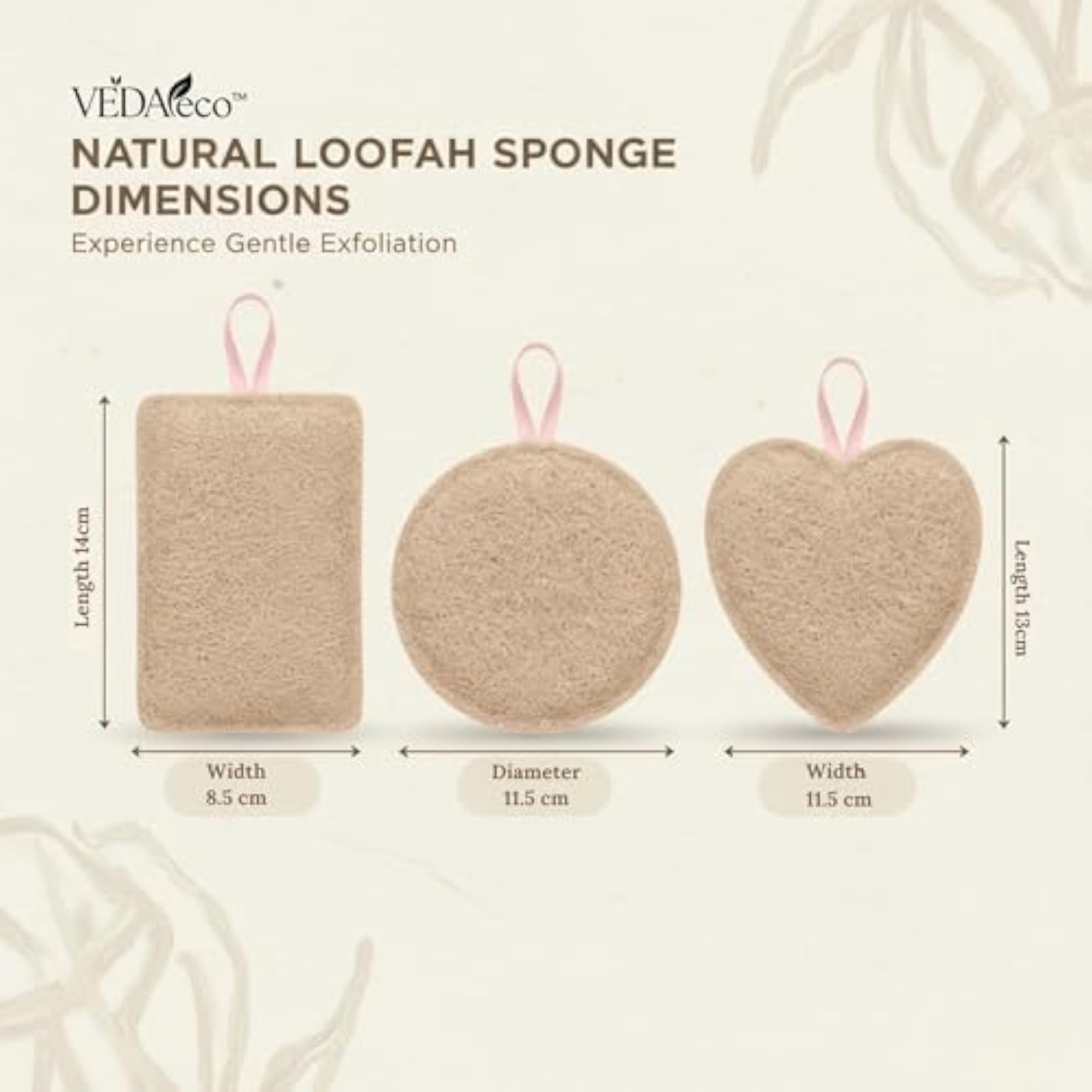 Natural Bath Loofah Sponge for Smooth & Healthy Skin, Pack of 3