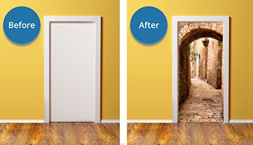 Windowpix Doorpix 36X80 Door Mural Wrap Luster Semi-Gloss Bubble Free Jerusalem Stone Passage To The Western Wall - Peel And Stick - Easy-To-Clean, Durable #TOP1