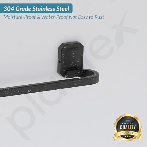 Image of Plantex 304 Grade Stainless Steel Towel Holder for Bathroom /Single Towel Rod /Holder for Bathroom Accessories - Cute (Black - 24 Inch, Pack of 1)