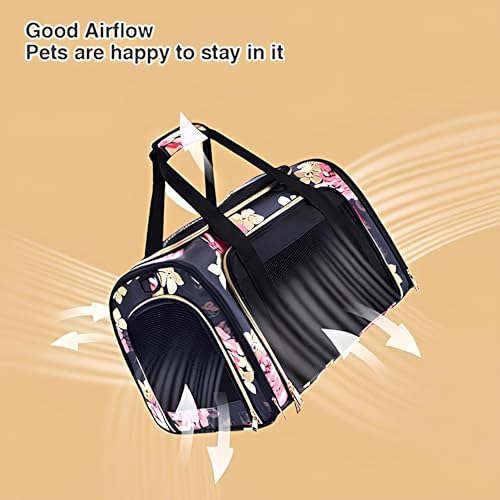 Image of KIKA Pets Goldfinch Cat Bag Carrier | Small Dog Puppy Bag Carrier | Large Size (20 x 12 x 12 inches), French Peony Print