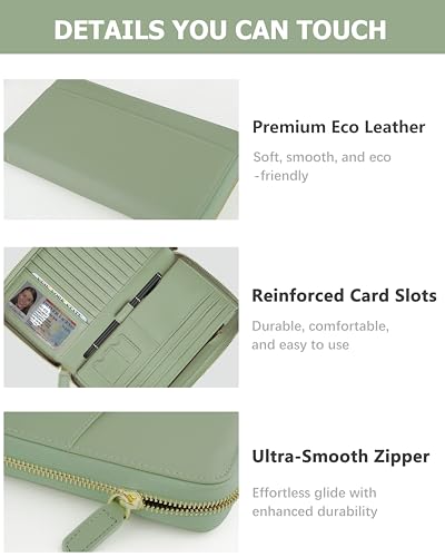 Image of Large Wallet for Women, Clutch Wallet with Passport Holder | RFID Wallet for Women, Zipper Clutch Purse, Passport Holder for Travel, Multiple Card Slots, Phone Pocket, Wristlet Strap