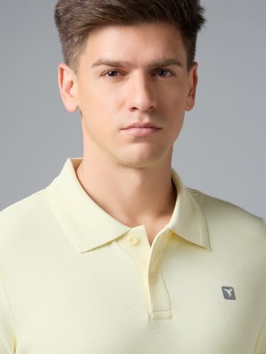 Image of TECHNOSPORT Men's Regular Fit Half Sleeve Polo T-Shirt with Collar, ELASTO Plus Quick Dry Moisture Wicking Polo Tee for Gym Sports Golf and Casual Wear
