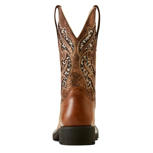 Ariat Womens Unbridled Rancher Venttek Tooled-Inlay Leopard Square Toe Casual Boots Mid Calf Low Heel 1-2" - Brown2