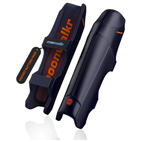 moonwalkr Cricket Leg Guard 2.0 Cricket Guard for Unisex of Batter's Height (5'4"-5'8") Cricket Pads Batters Leg Guard & Perfect for Running Between Wickets (Blue, Medium). Cover