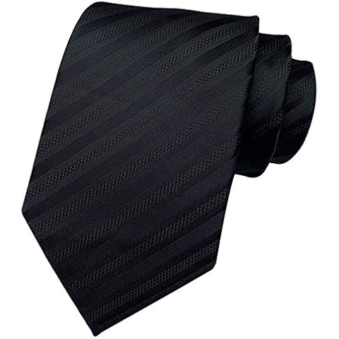 Elfeves Men's Stripe Black Silk Ties Formal Soft Fashion Designer Necktie Best Fathers day Gift Cover