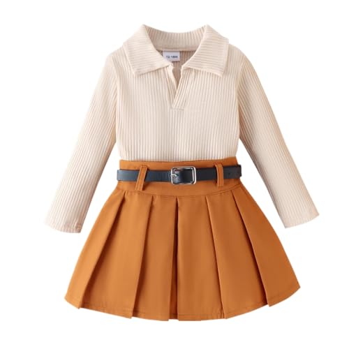 WZTYYDS Toddler Baby Girl Clothes 1T 2T 3T 4T Long Sleeve Ribbed Knit Tops Mini Skirts Set 2Pcs Fall Winter Outfits