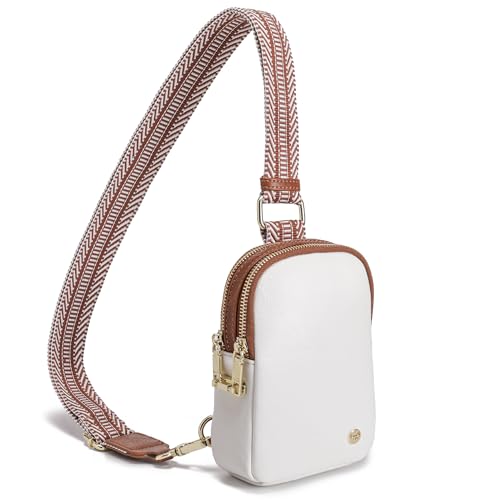 INICAT Anti Theft Crossbody Bag for Women Small RFID Blocking Sling Purse with Zipper Lock for Travel Vegan Leather(White)