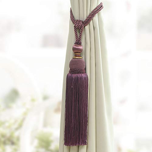 2 pièces/Paire Rideau Gland Brosse Frange embrasses Suspendus Ceinture Balle Cordes Crochet Cintre Rideau Accessoires Attache arrière Sangle Boucle-Kaki