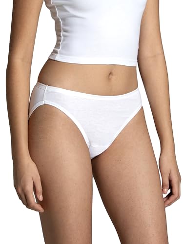 Fruit of the Loom Women's Eversoft Cotton Bikini Underwear, Tag Free & Breathable, Cotton - 10 Count (Pack of 1) - Assorted Neutrals, 72
