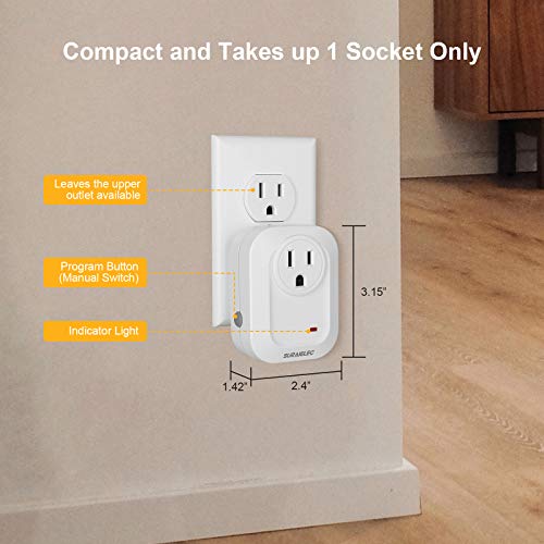 Suraielec Wireless Wall Switch Remote Control Outlet, No Wiring Needed, 100Ft Rf Range, Pre-Programmed, Expandable Remote Light Switch Kit For Plug In Pendant Light, Lamp, Small Electrical Appliance #TOP4