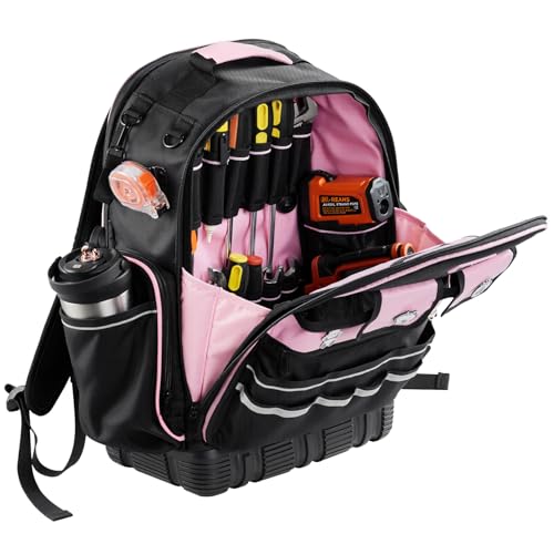 VEVOR Tool Backpack, 56 Pockets, Heavy-duty Tools Storage Organizer Work Bags Backpack with Laptop Compartment & Molded Base, Electrician Jobsite Backpack for Electrician, Repairman, and HVAC Techs