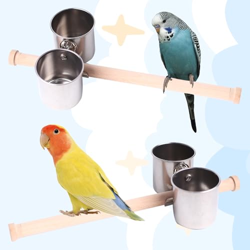 Image of Bird Carrier, Portable Small Bird Parrot Parakeet Carrier with Standing Perch and Stainless Steel Tray, Side Access Window Collapsible (Silver, Clamp Cups)