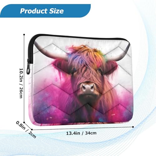 Funda para portátil 13-14 pulgadas diseño Highland Cow miniatura 3
