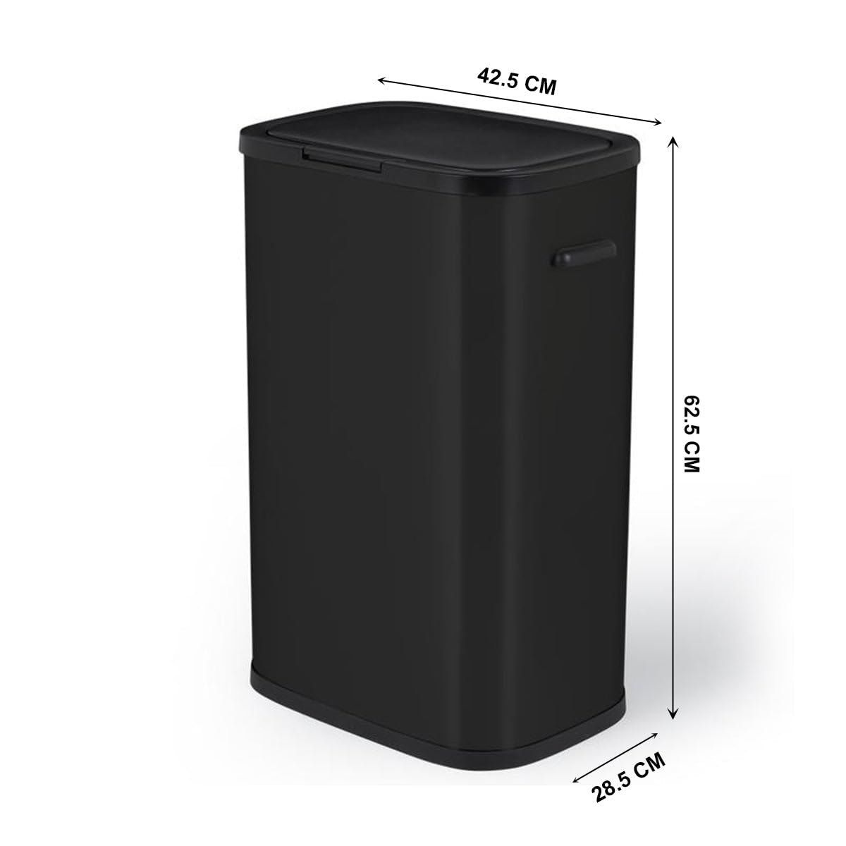 KITCHEN MOVE Poubelle de cuisine push 60L PORTLAND en acier Inox NOIR Ouverture par simple pression