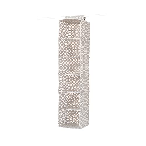 Compactor Étagère Souple à Suspendre, Beige/Blanc, 30 x 30 x H.128 cm, Gamme Madison