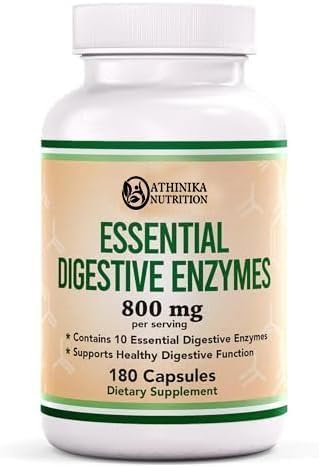 digestive enzymes - 800mg blend of all 10 most essential digestive and pancreatic enzymes (amylase, lipase, bromelain, lactase, papain, protease, cellulase, maltase, invertase)