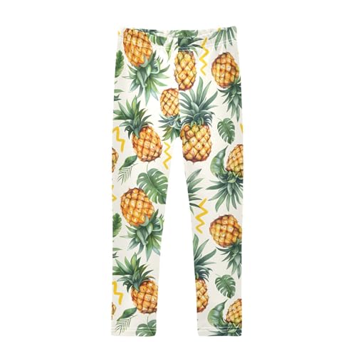 Tropical Pineapple Palm Leaves Girls Leggings Soft Stretch Workout Yoga Dance Pants for Kids Casual Tights