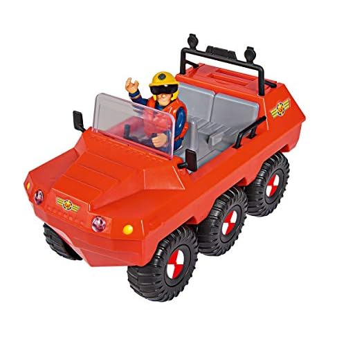 Simba 109251051 - Feuerwehrmann Sam Hydrus Amphibienfahrzeug, mit Sam Figur, schwimmt auf dem Wasser, 20cm, für Kinder ab 3 Jahren