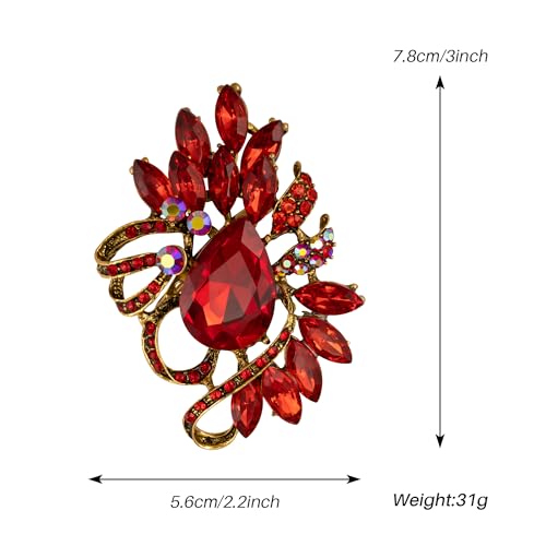 Image of SELOVO Leaf Rhinestone Statement Brooch Pin Dress Jewelry Accessory