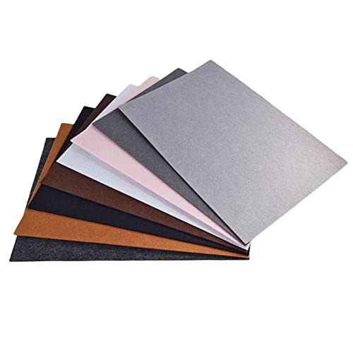 Image of Jtnohx Stiff Felt, 2mm Thick Felt Sheets for Crafts, 8 inchx12 inch Hard Felt Fabric Squares 8Pcs for DIY Projects (Grey Brown Series)